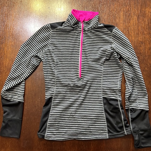 LOT C9 Champion & MPG Long Sleeve 1/4 Zip Top Gray w/Lime Pink w/Stripes S & SP - Picture 2 of 13